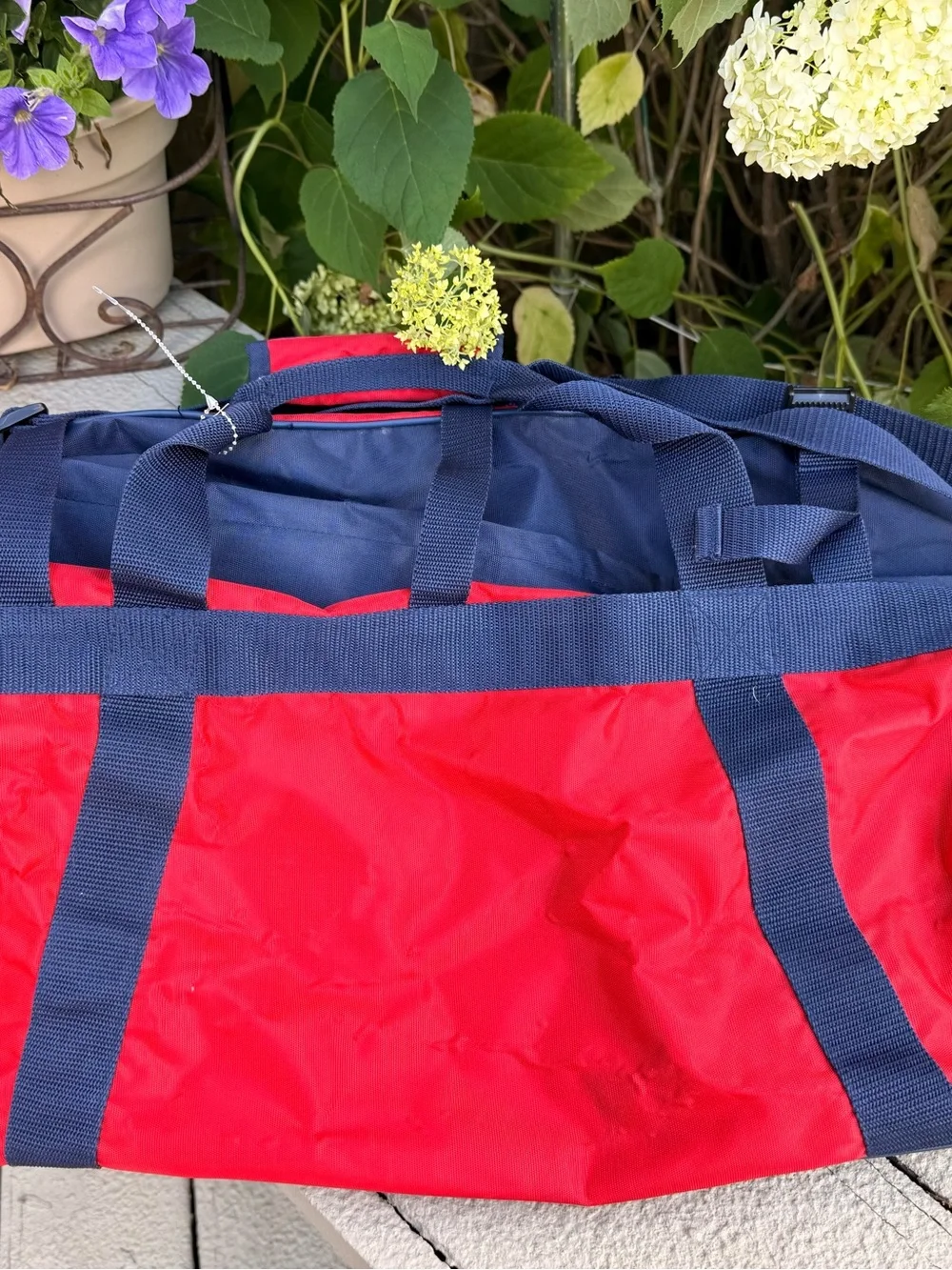 Vintage Polo by Ralph Lauren Red & Navy Duffel Bag/Gym Bag